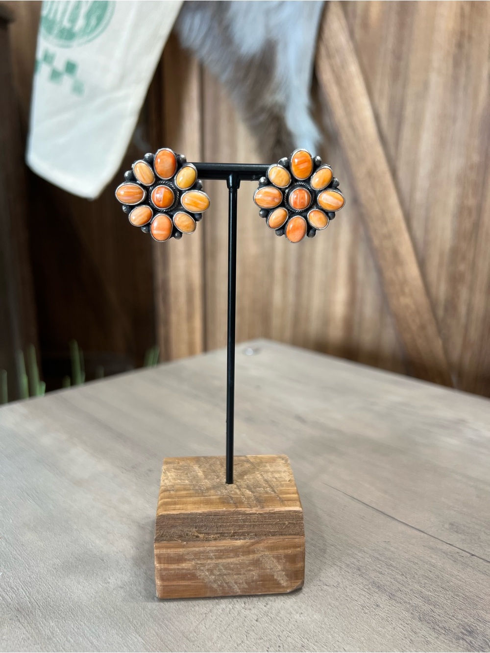 Native Orange Spiny Cluster Earrings